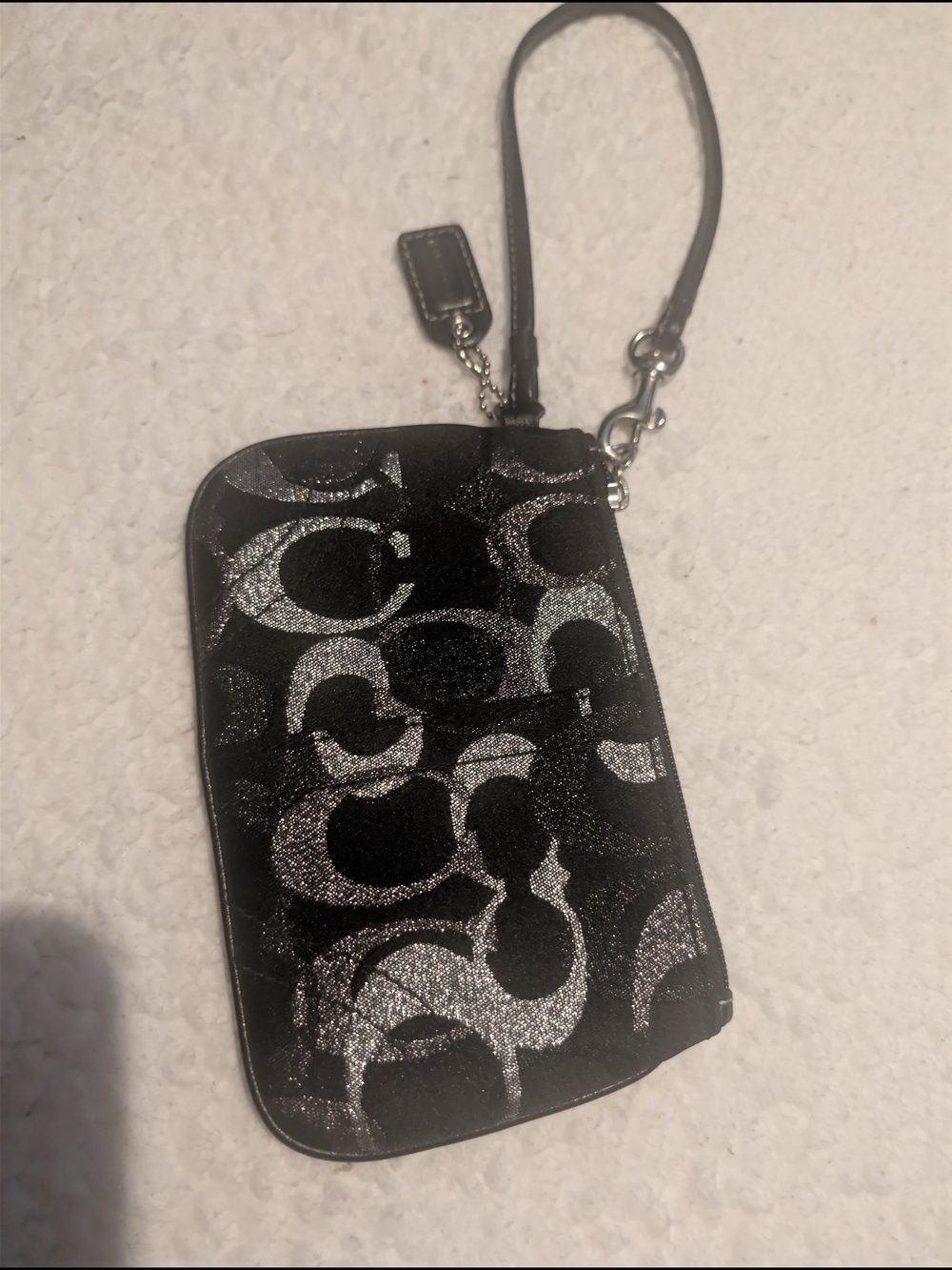 Coach Black Signature Glitter Wristlet